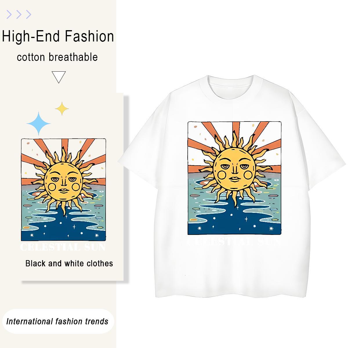 DIY Men Tops Tees sea Anime Printing Street 230g Pure Cotton Tops Shirt O Neck Short Sleeves Soft T-Shirts for Men Oversized