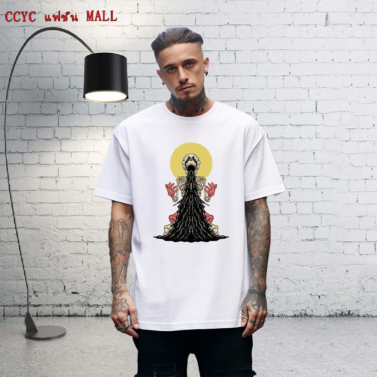 Classic T-Shirts for Men 100% Cotton 230g skull Summer Casual Plus Size Cartoon Breathable Crew Neck Men Clothes T-Shirt Stylist Tops Shirt