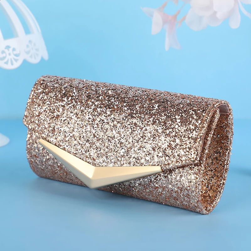 Stylish Evening Party Bag Sequin Clutch Elegant Chain Wedding Crossbody For Women Envelope Handbag 240824Z