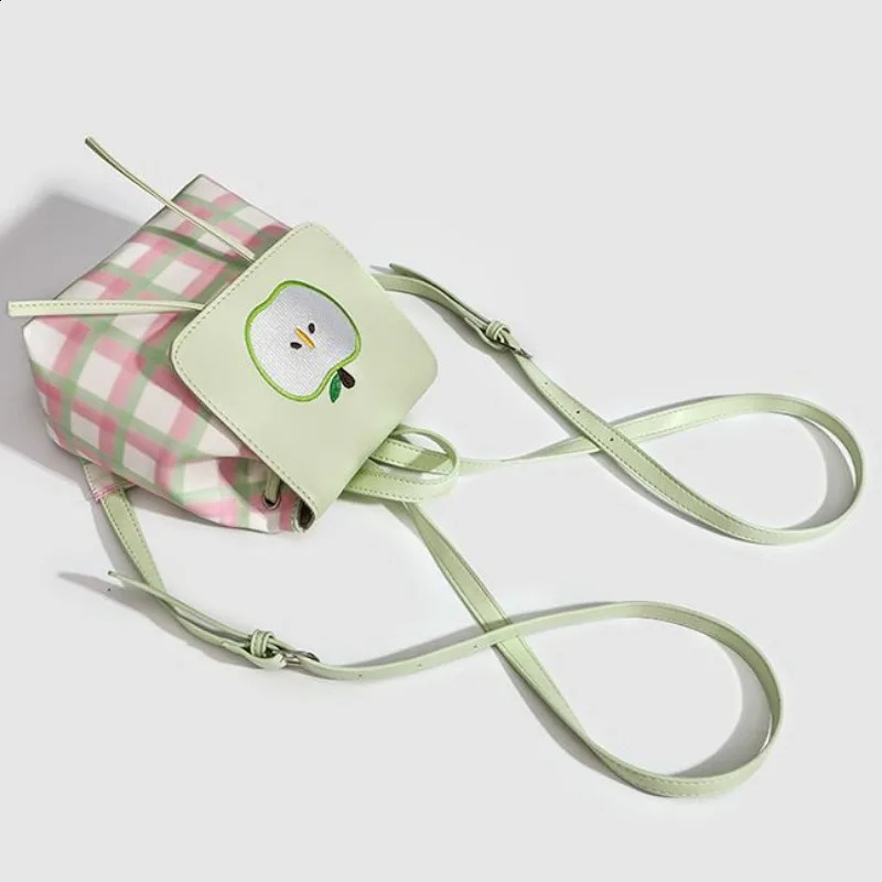 Autumn Vintage Plaid Backpacks for Teenage All Match Preppy Style PU School Bag Japanese Cute Rucksack Bolsa 240824