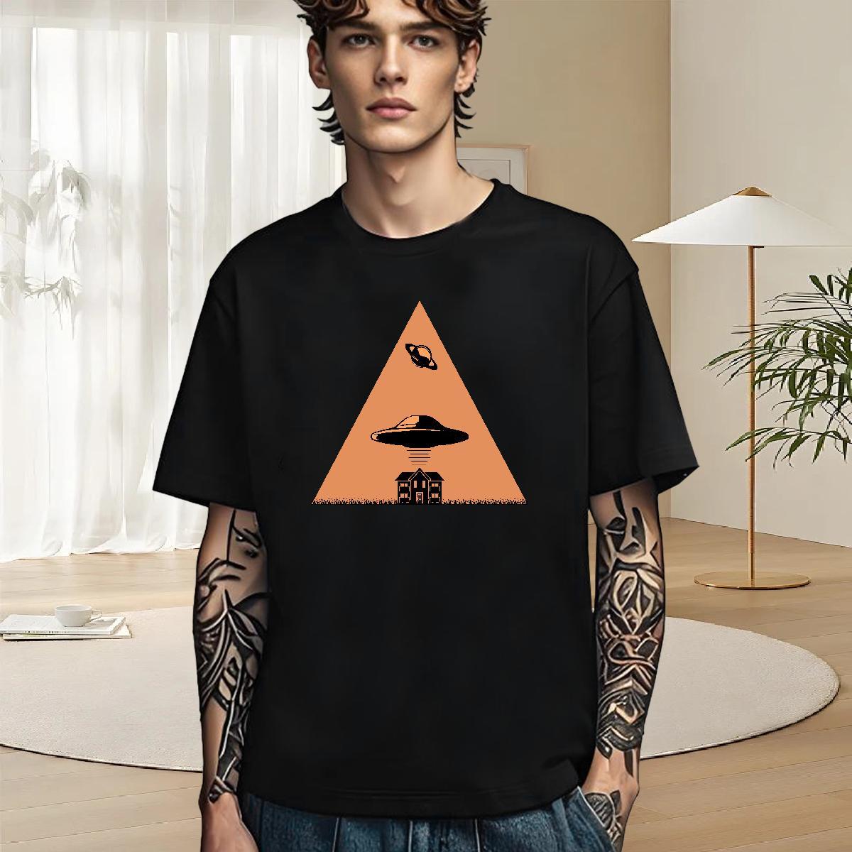 Cool Design Men T Shirts 230g Pure Cotton ET Summer Casual Custom Cartoon Breathable Short Sleeve Men Tees Fashion Tops Shirt