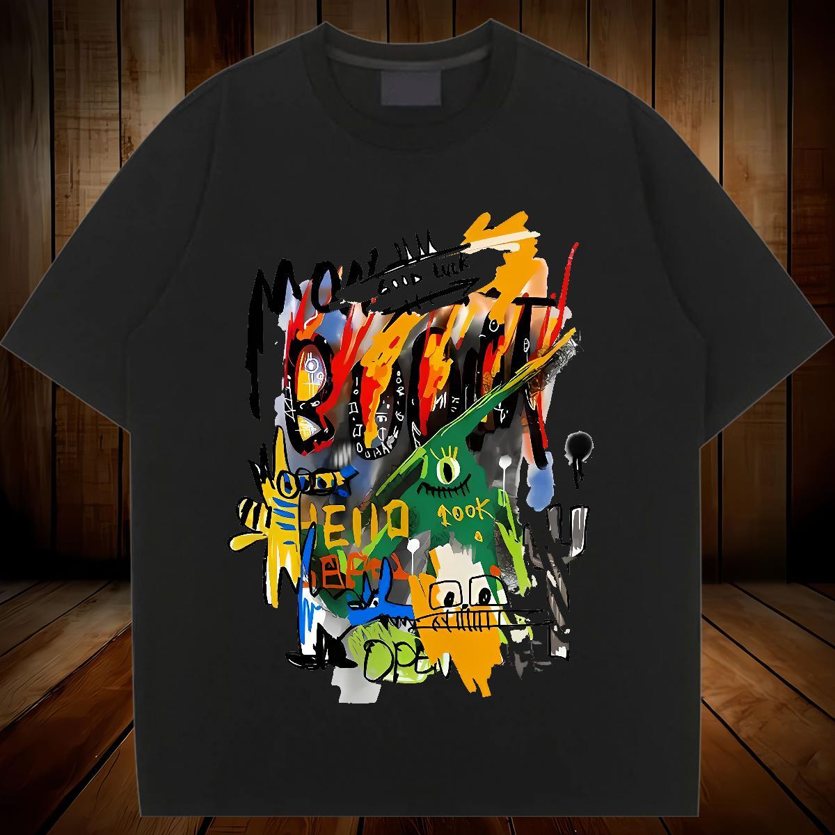 Designer Unisex Tshirts 230g Cotton graffiti Hip Hop Street Womens T Shirts Breathable Black White Tees