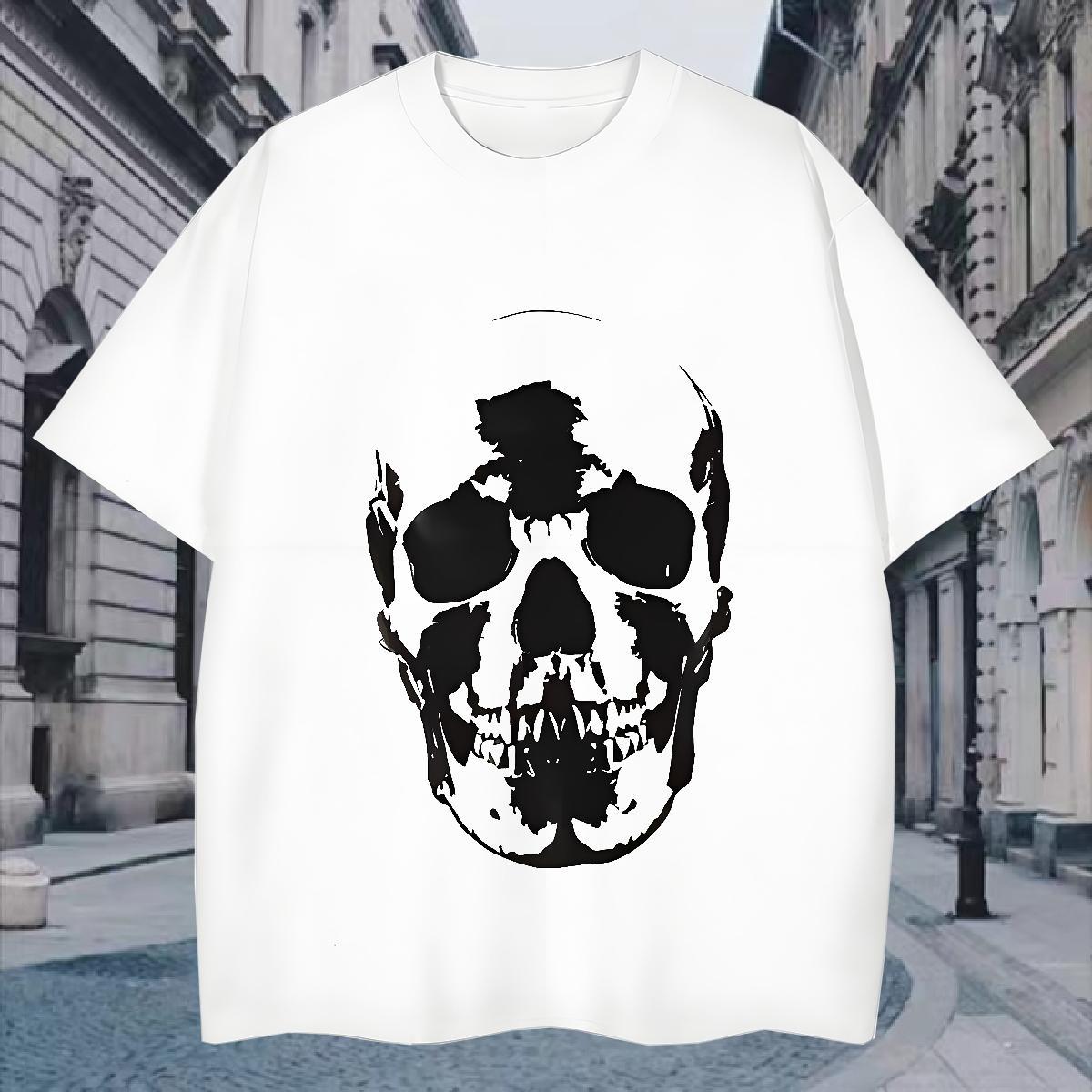 Designer Men T Shirts 230g Cotton skull Spring Summer Asian Size Breathable Crew Neck Men Tees 2024 Designer Clothes