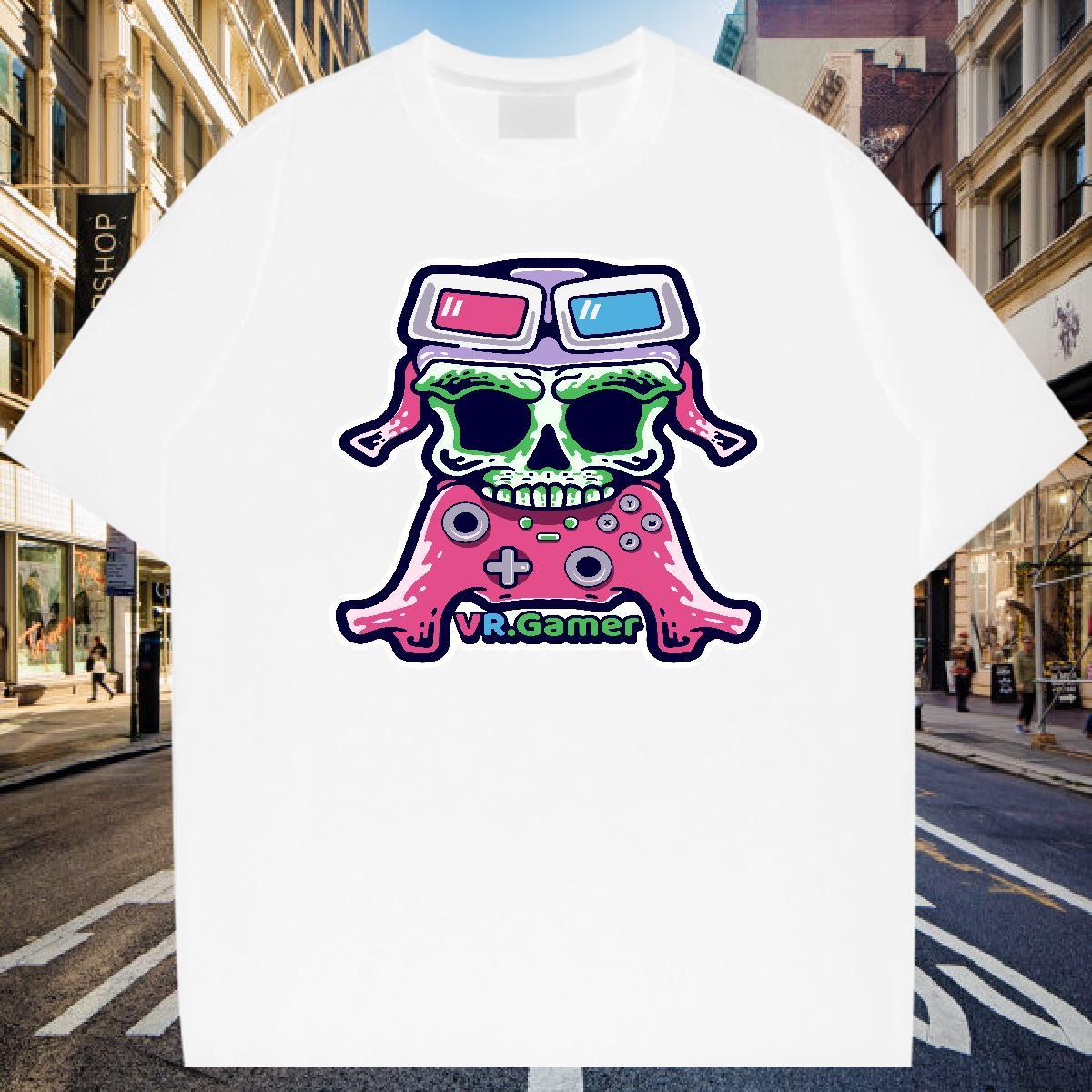 Brand T Shirt For Man 230g Pure Cotton skull Casual Graphic Breathable Short Sleeve Men Tees New Clothings