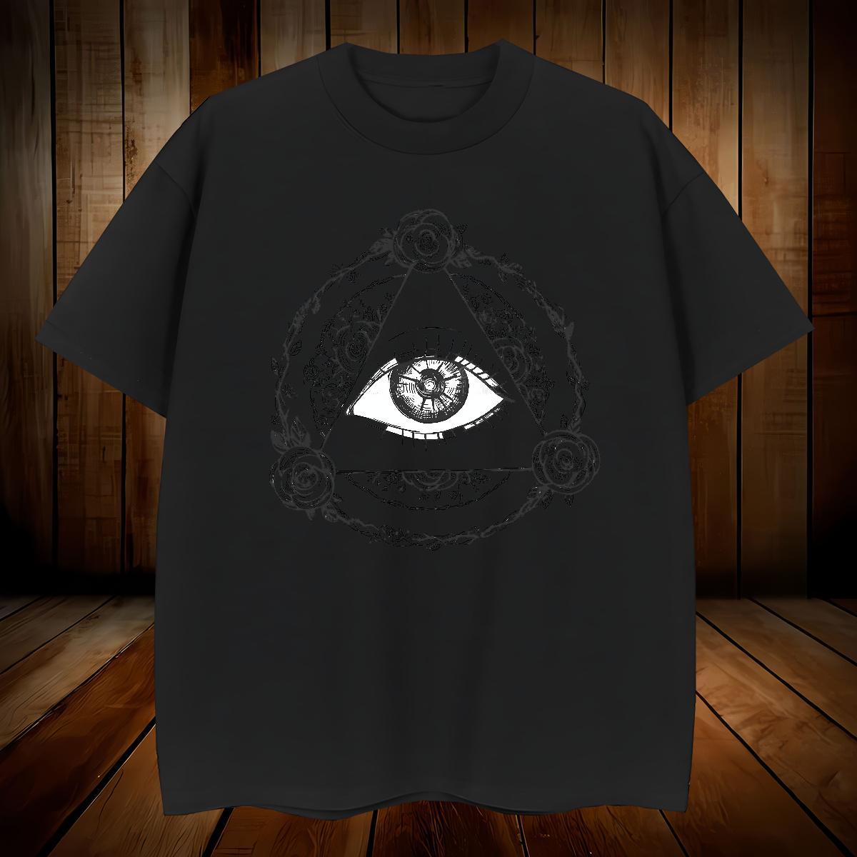 Popular T Shirts Men 100% Cotton 230g eye of the devil High Street Hip Hop Anime Print Round Neck Short Sleeve Men Tees Fashion New Tops