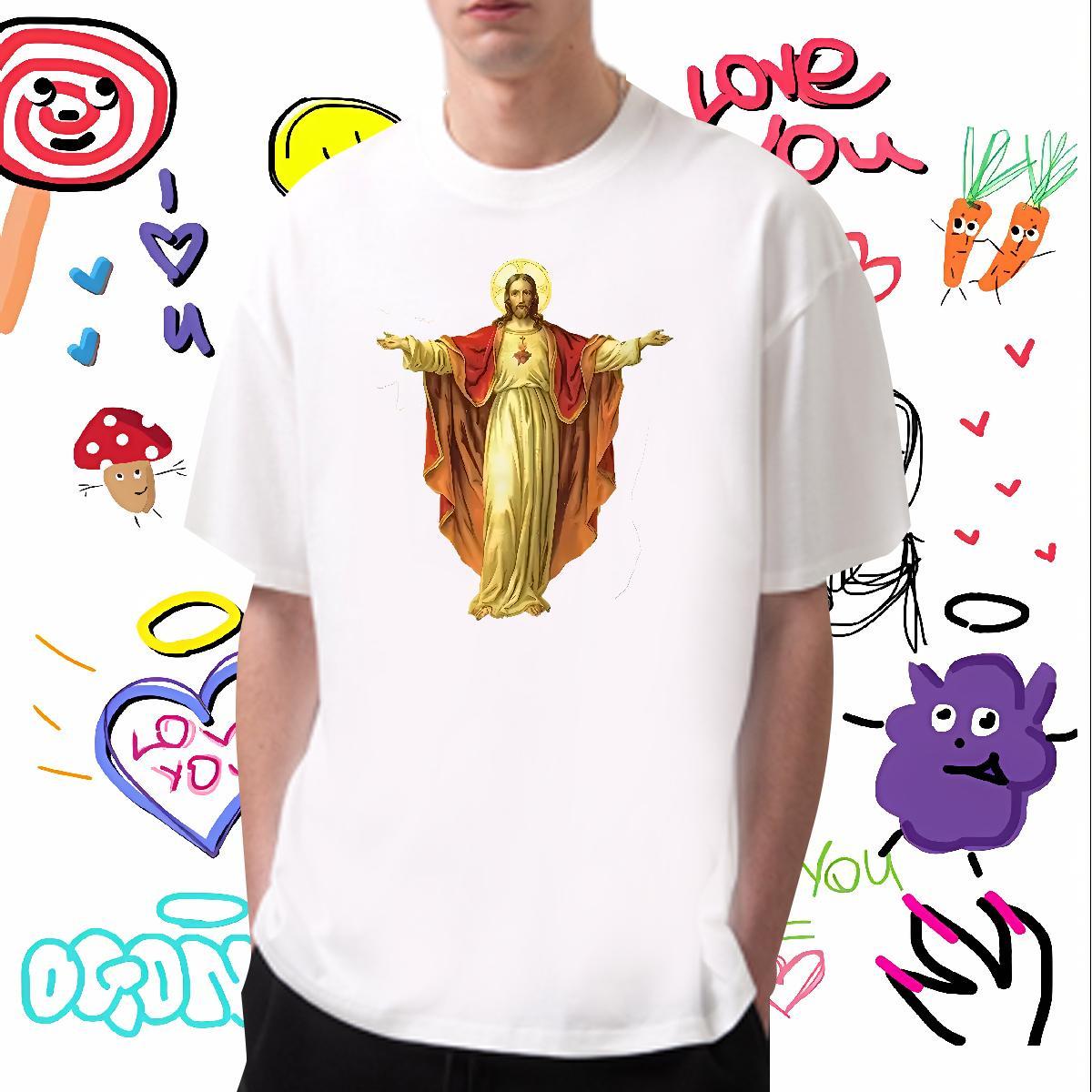 Comfortable T Shirt For Man 230g Pure Cotton gold Daily Wear Anime O-Neck Short Sleeve Mens Tshirts DIY Customized Tops Tees