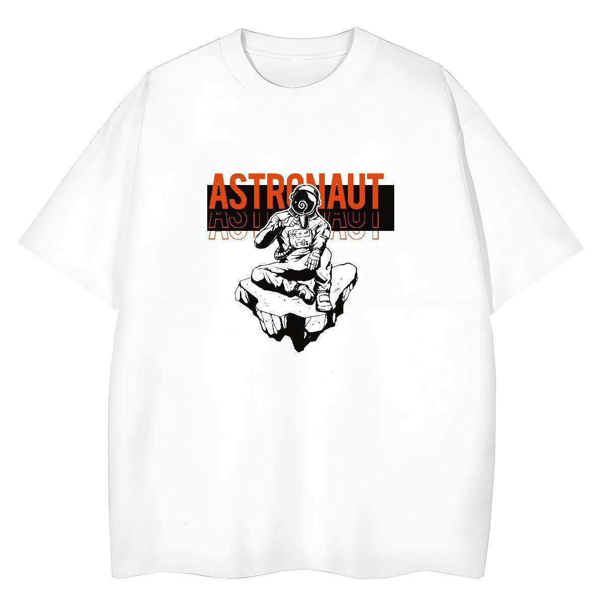 Wholesale Unisex Tshirts 230g Pure Cotton cosmonaut Hip Hop Street Womens T Shirts Breathable DIY Anime Printed Clothes Shirt