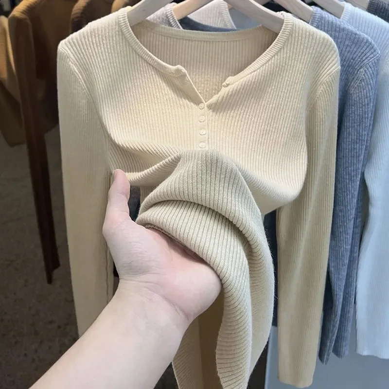 Spring Autumn Womens Sweater Pullovers Spring Warm Slim Bottoming Shirt Long Sleeve Casual Pull Femme Knitwear Jumpers 240824