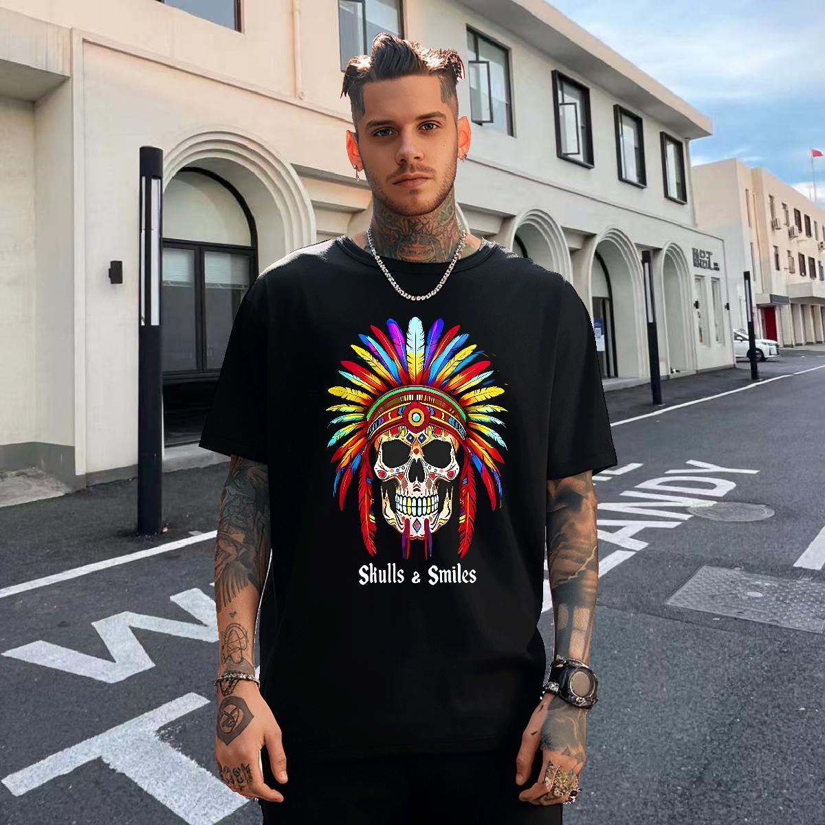 Cool Design T Shirt For Man 230g Pure Cotton skull Summer Casual Custom Printed O Neck Short Sleeves Men Tops Tees Designer Fashion Wear