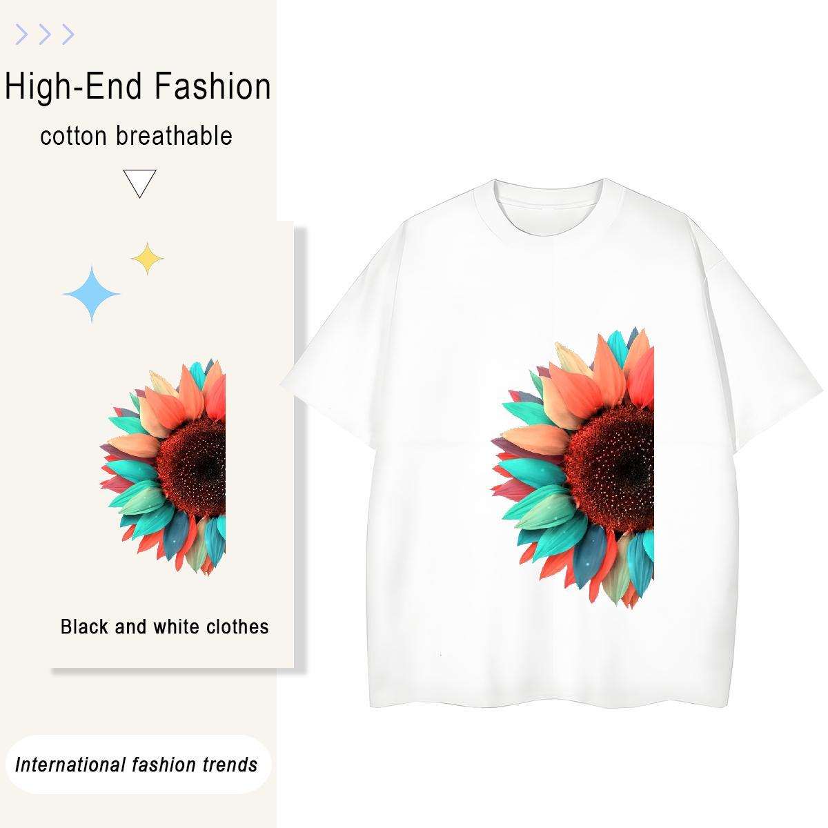 Loose Couples T Shirts 230g Cotton painting Summer Casual T shirt Round Neck Short Sleeve Plus Size Custom Polos