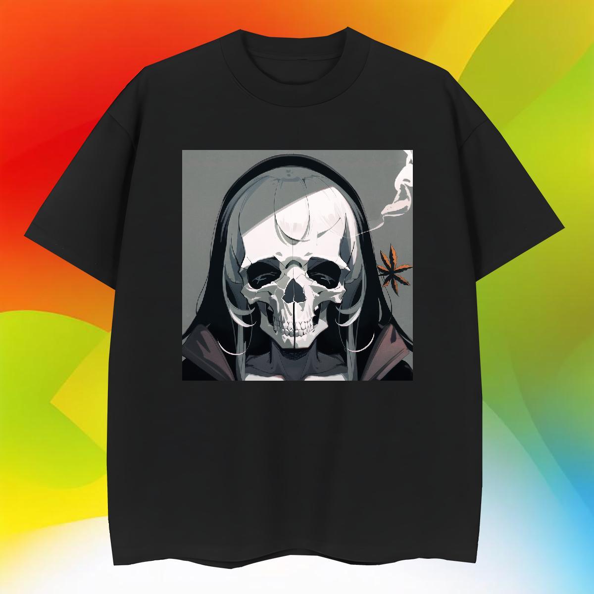 Popular Mens T Shirts 230g 100% Cotton skull Home Outdoor Custom Anime Breathable Crew Neck Men Tees Fashion New Top Tees