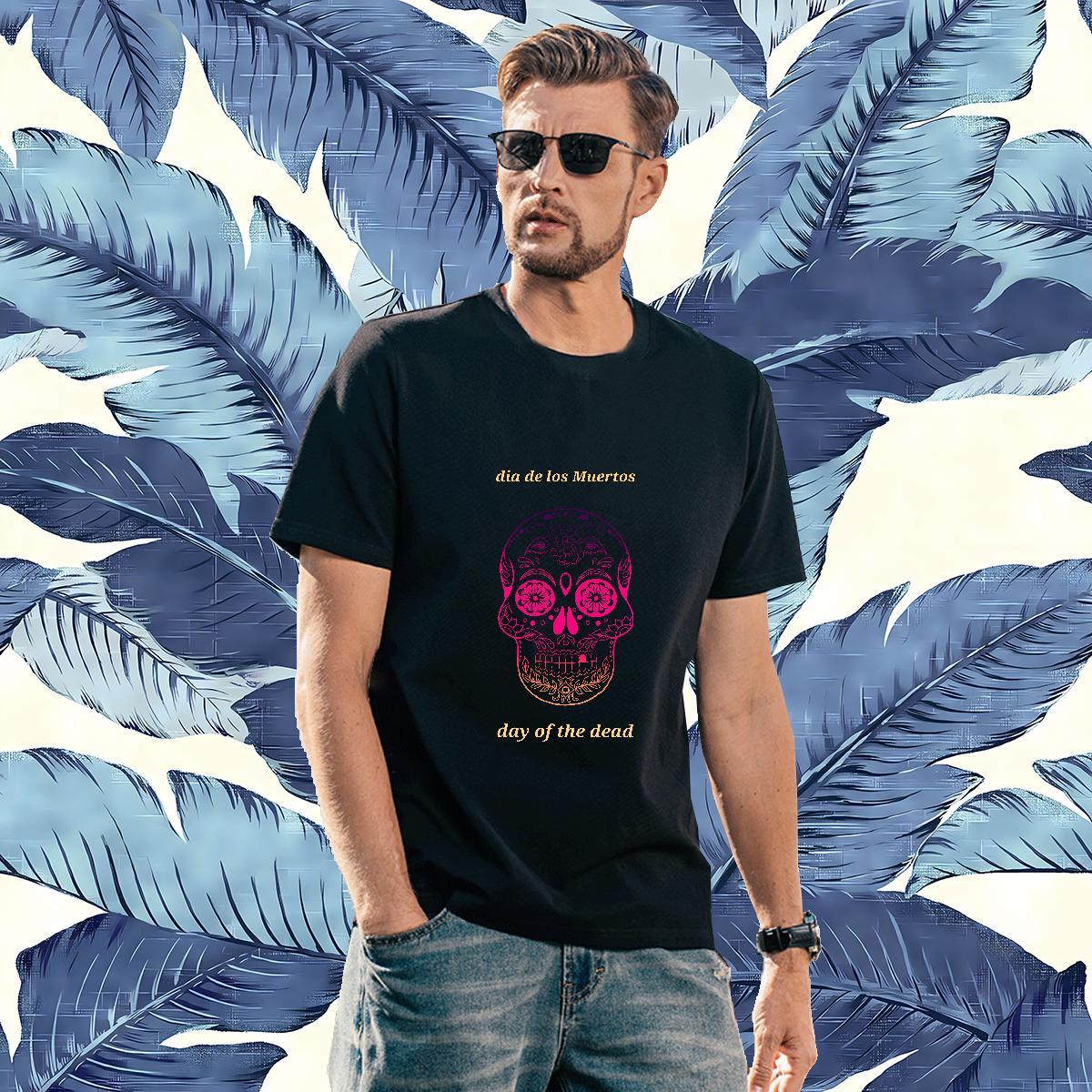 High Quality Mens T Shirts 230g 100% Cotton skull Home Outdoor Custom Print Oversized Breathable Crew Neck Couples T Shirts DIY Tops
