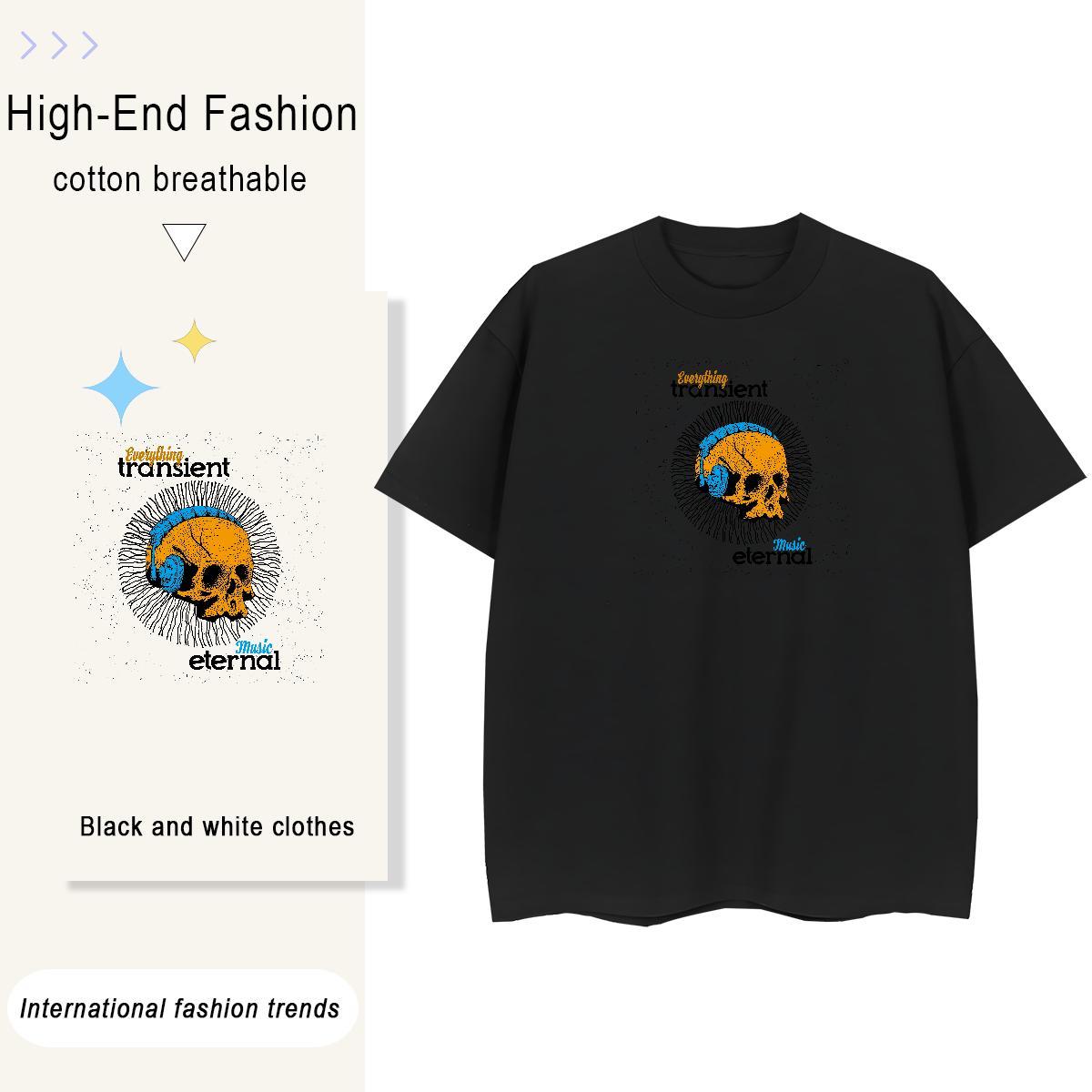 Loose T Shirt For Man 230g Cotton monster Daily Outfit Customized Print Short Sleeve O-Neck Men Tshirts Brand Tees