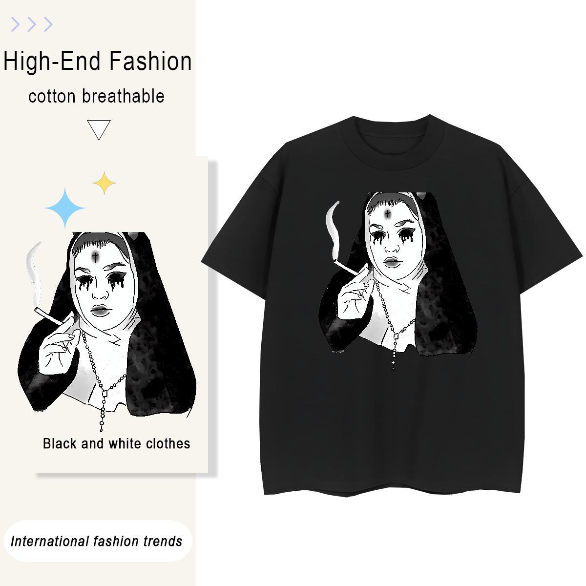 Soft Womens Tshirts 100% Cotton 230g nun Beach Women T Shirts Breathable Short Sleeve Oversized Top Tees