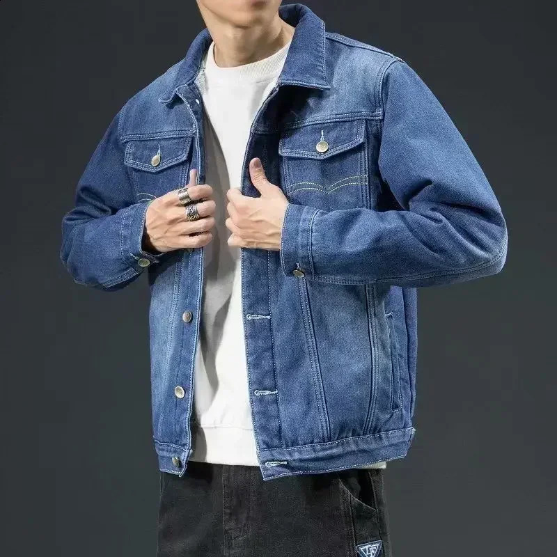 Mens denim jacket paddle cargo mens jeans Coats sheep aesthetic warm wool vintage Lxury casual quick drying wash 240824
