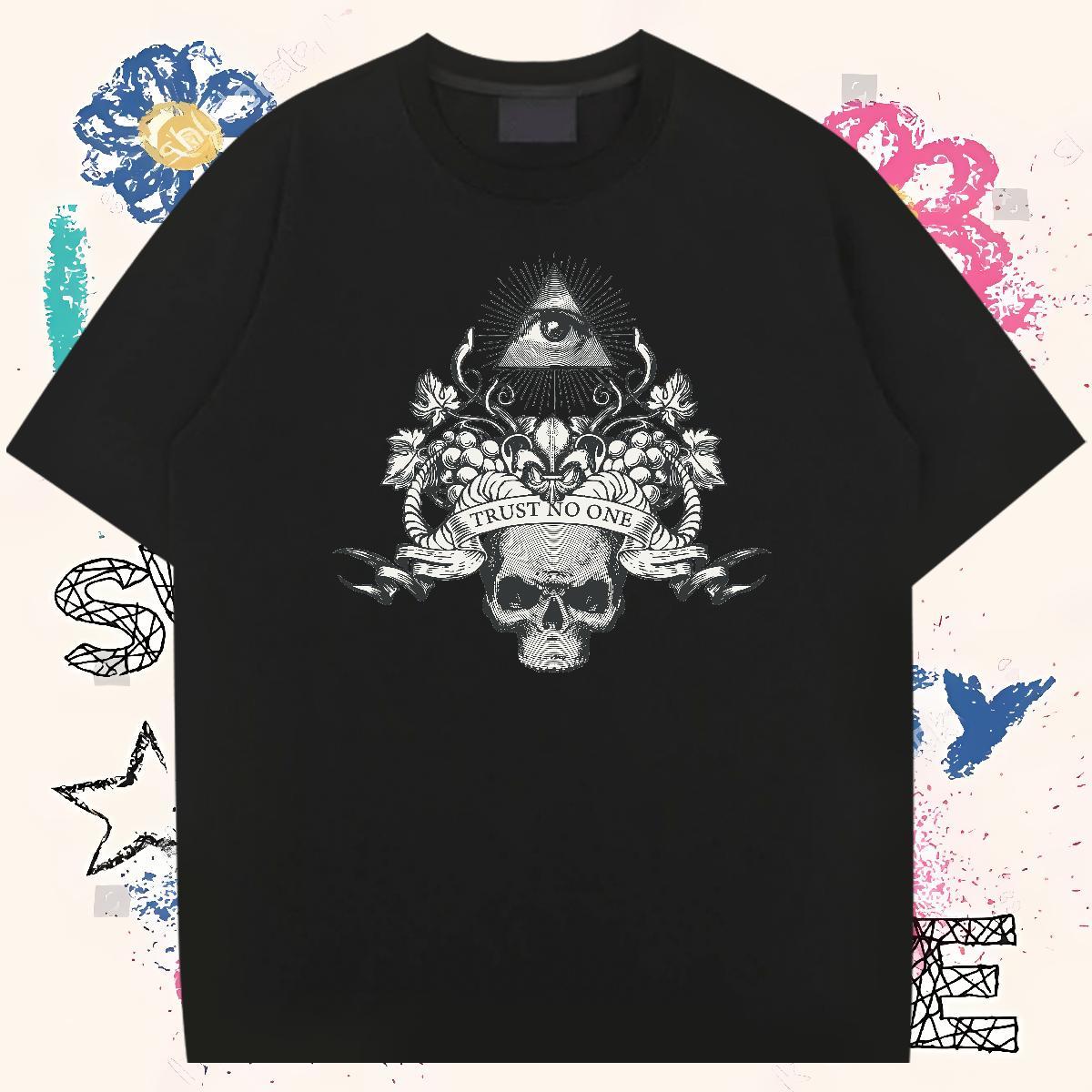 Loose T-Shirts 230g 100% Cotton skull Casual Daily Wear Customized Breathable Short Sleeve Couples T Shirts Fashion Designer Tops Tees