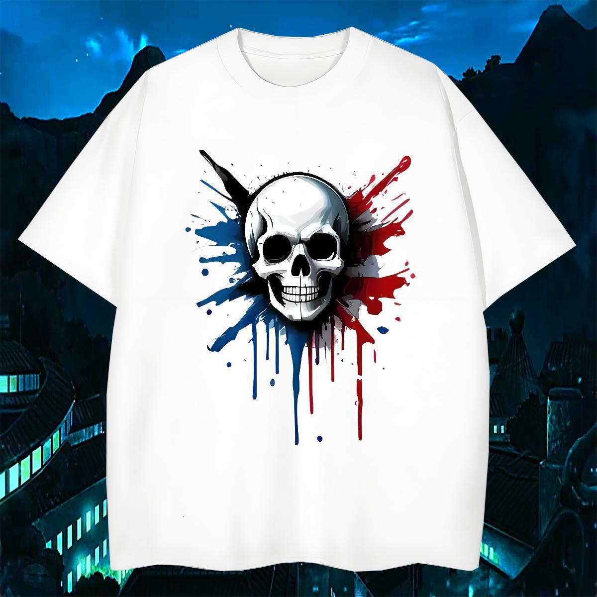 Cool T-Shirts for Men 230g 100% Cotton skull Sports Casual Graphic O-Neck Short Sleeve Tshirt for Man Woman Brand Wear
