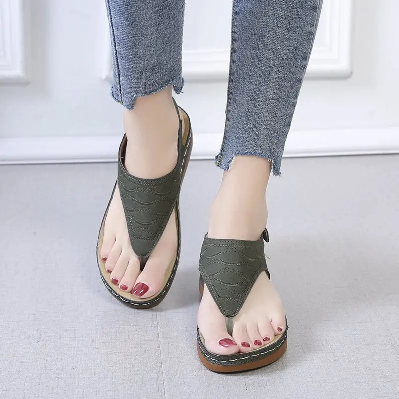 Summer Oxford Womens Sandals Flat Slide Pu Leather Flip Buckle Womens Shoes 2024 Roman Fashion Womens Slide 240823
