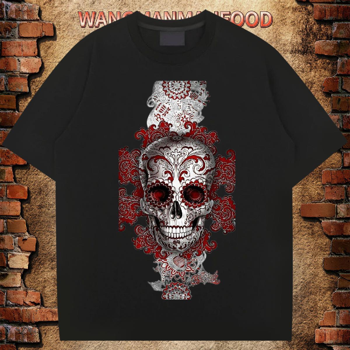 High Quality T Shirts Men 100% Cotton 230g skull Daily Wear Custom Print Oversized Round Neck Short Sleeve Men Tshirts New Arrival Tees