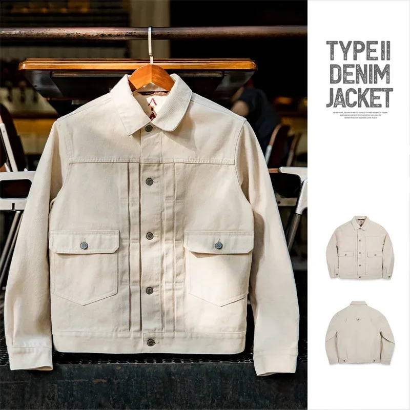 Maden retro denim jacket mens Amekaji cotton 100% ultrathin fit fashionable streetwear highquality clothing w240824