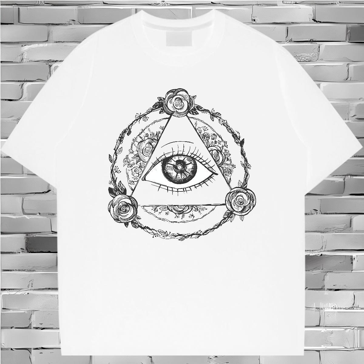 Soft T Shirt For Man 230g 100% Cotton eye of the devil Sports Casual Customized Print Crew Neck Mens Tshirts 2024 Designer Tops