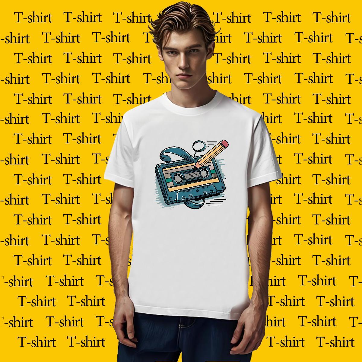 Casual New Men Tees radio Casual Beach 230g 100% Cotton Tops Tees Round Neck Short Sleeve Brand T-Shirts Anime Print