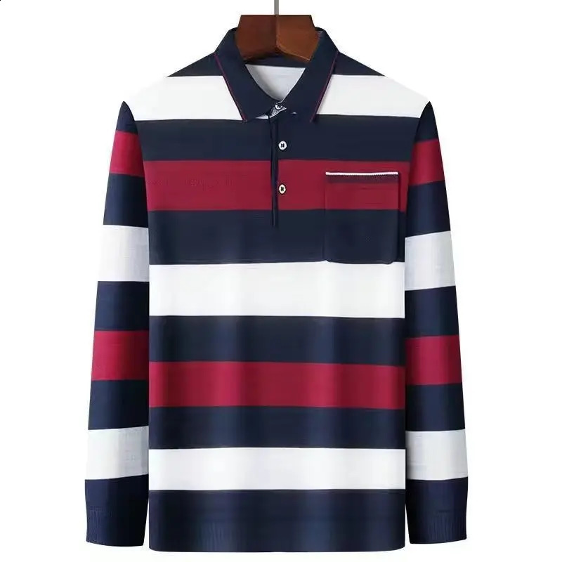 Spring Autumn Fashion Polo Neck Long Sleeve Mens Clothing Pullovers Loose Casual Ropa Hombre All Match Tees Solid Polo Shirts 240824