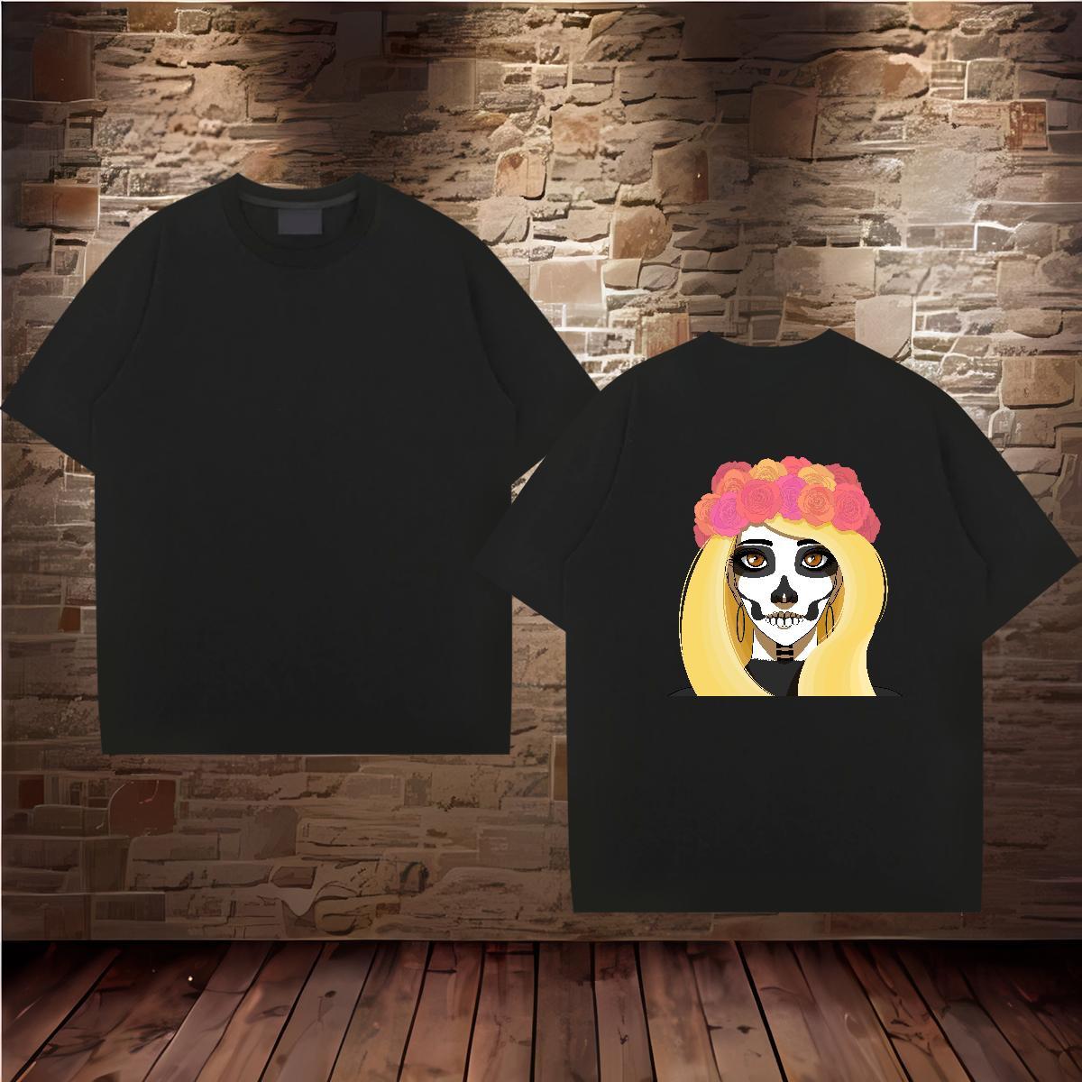 Loose T Shirts Men 100% Cotton 230g portrait Hip Hop Black Oversized O-Neck Short Sleeve Men Clothes T-Shirt 2024 Designer Tops