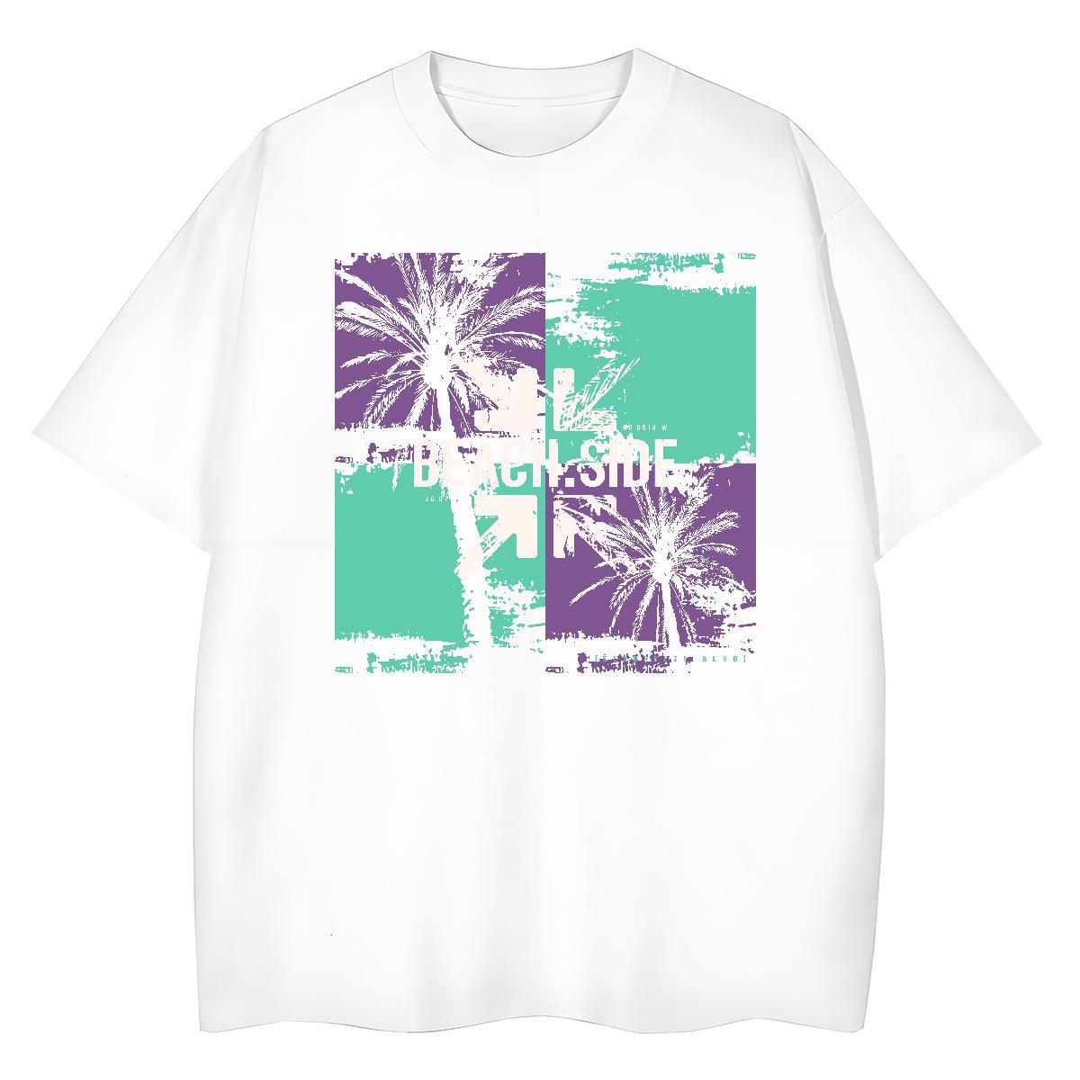 Loose Couples T Shirts 230g Cotton painting Hip Hop T Shirts Women Short Sleeve O-Neck DIY Printed Polos