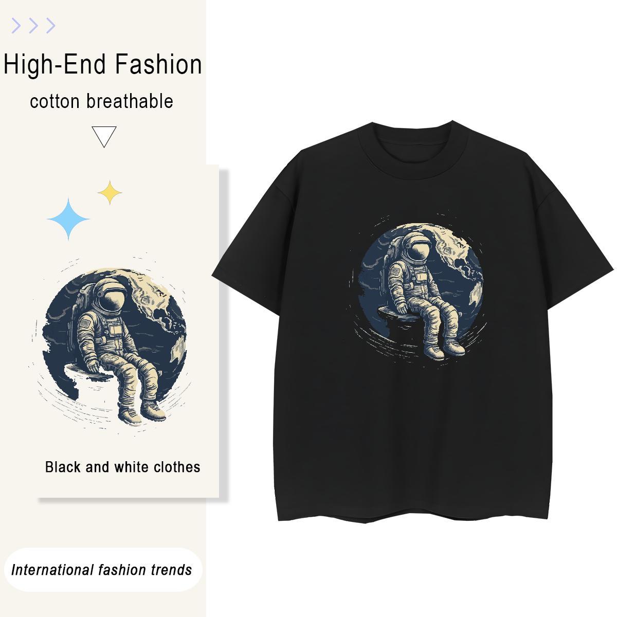 Comfortable Women Tees 230g 100% Cotton universe Daily Outfit T shirt Breathable Crew Neck Custom Printed Polos