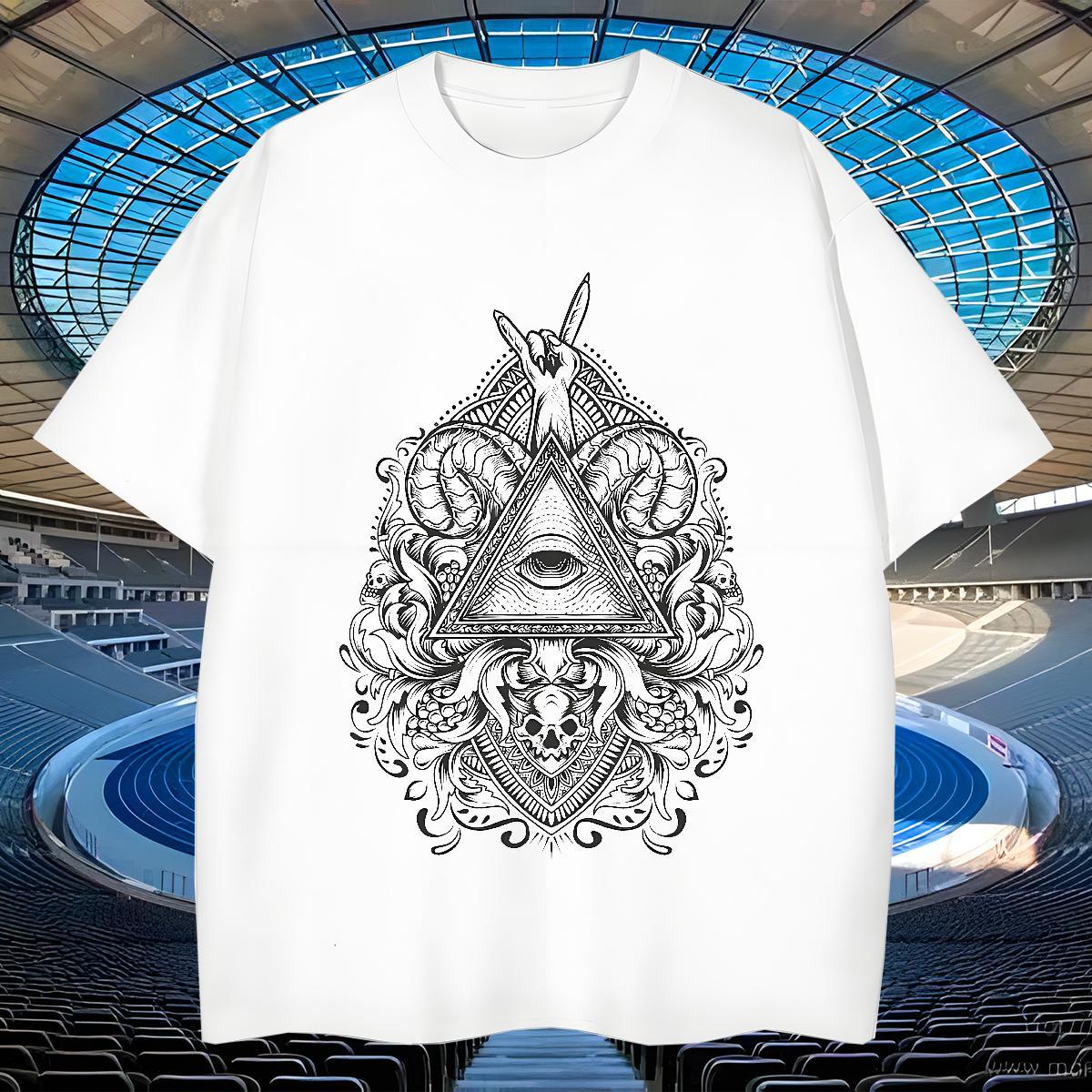 TOP Quality Men T Shirts 230g Pure Cotton eye of the devil Sport DIY Anime Short Sleeve O-Neck Tshirts Fashion New Clothings