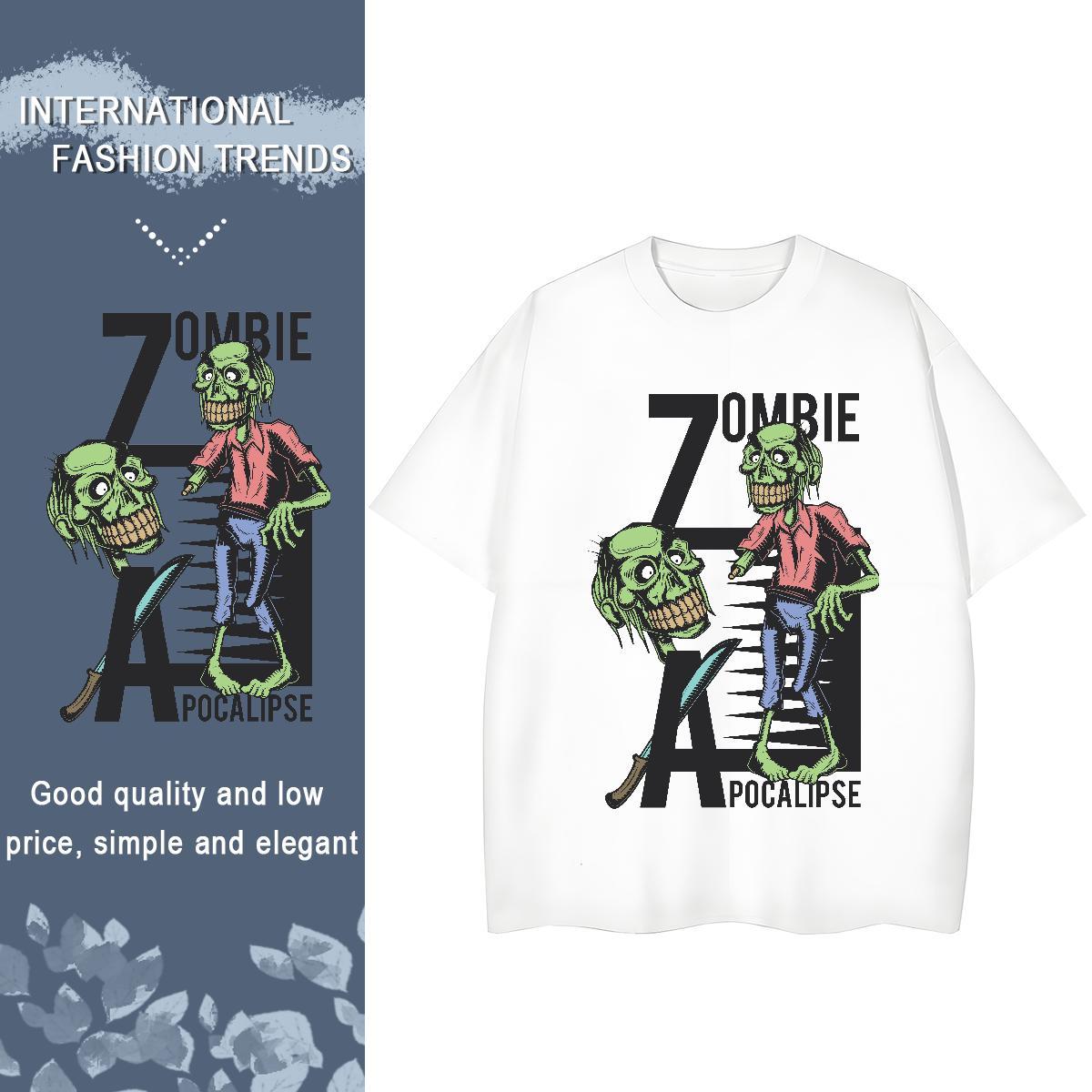 Loose Man T Shirts 230g Cotton skull Street Wear Custom Big Size Breathable Short Sleeve Men Tops Tees Fashion Casual Clothes