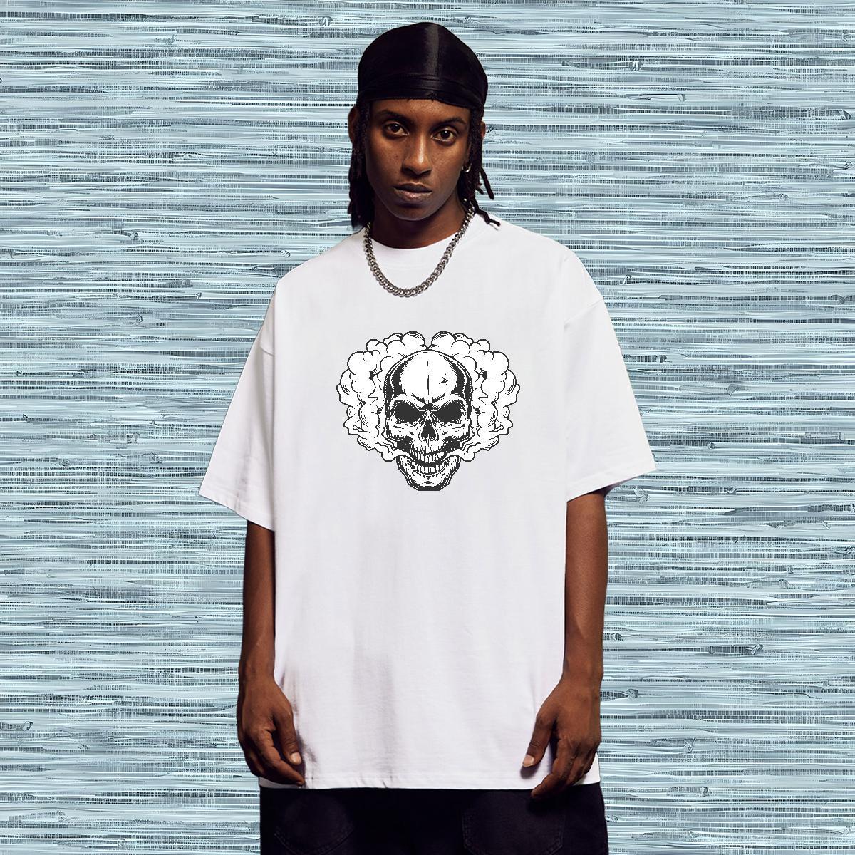 Designer Mens T Shirts 230g Pure Cotton skull Casual Beach Anime Print Round Neck Short Sleeve Tshirts Factory Direct Tees Shirts