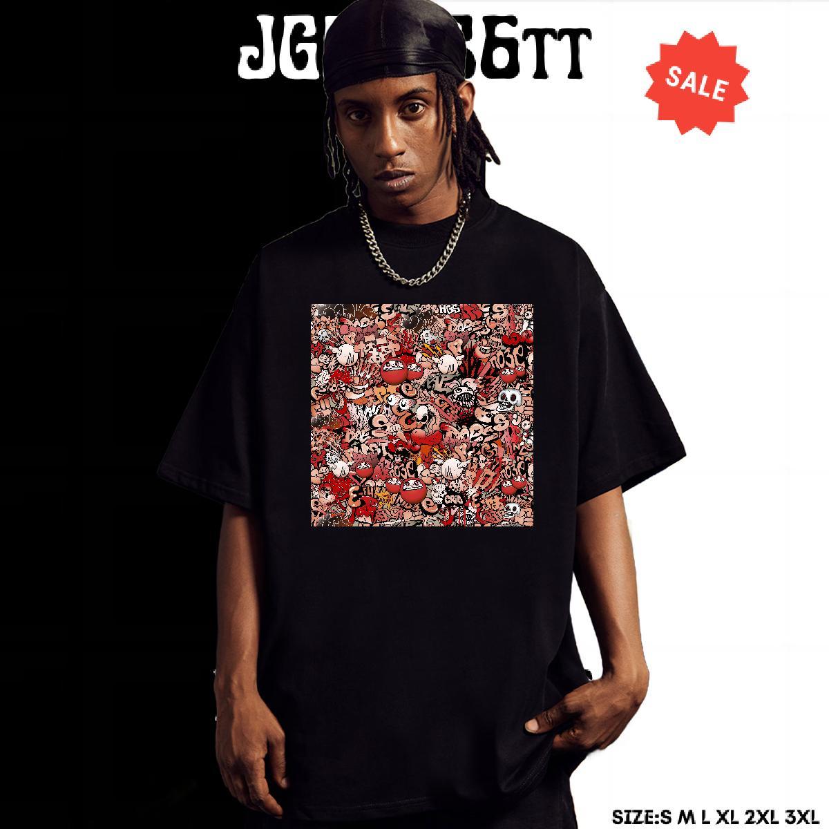Soft Men T Shirts 230g Pure Cotton skull Casual Beach Anime Print Crew Neck Breathable Mens Tshirts New Tops Shirt