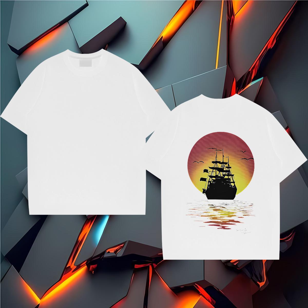 Cool Mens T Shirts 230g 100% Cotton sunset Beach DIY Short Sleeve Soft Men Tops Tees New Clothes