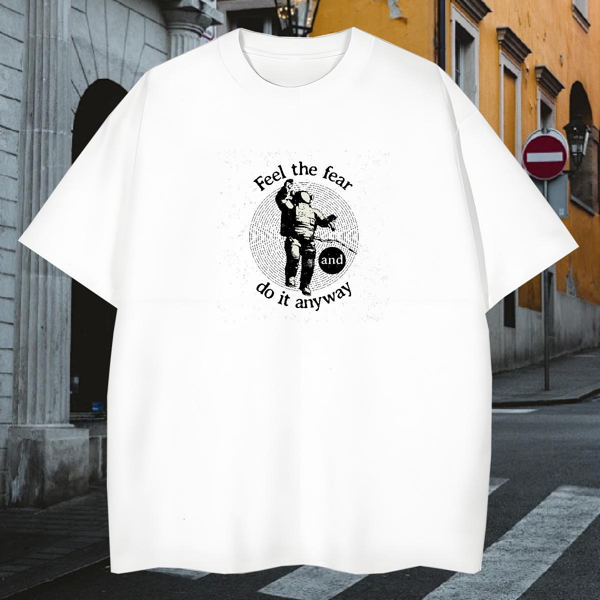 Wholesale T Shirt For Man 230g 100% Cotton spaceman Street wear Hip Hop White Plus Size Crew Neck Men Tshirts DIY Customized Tees Shirts