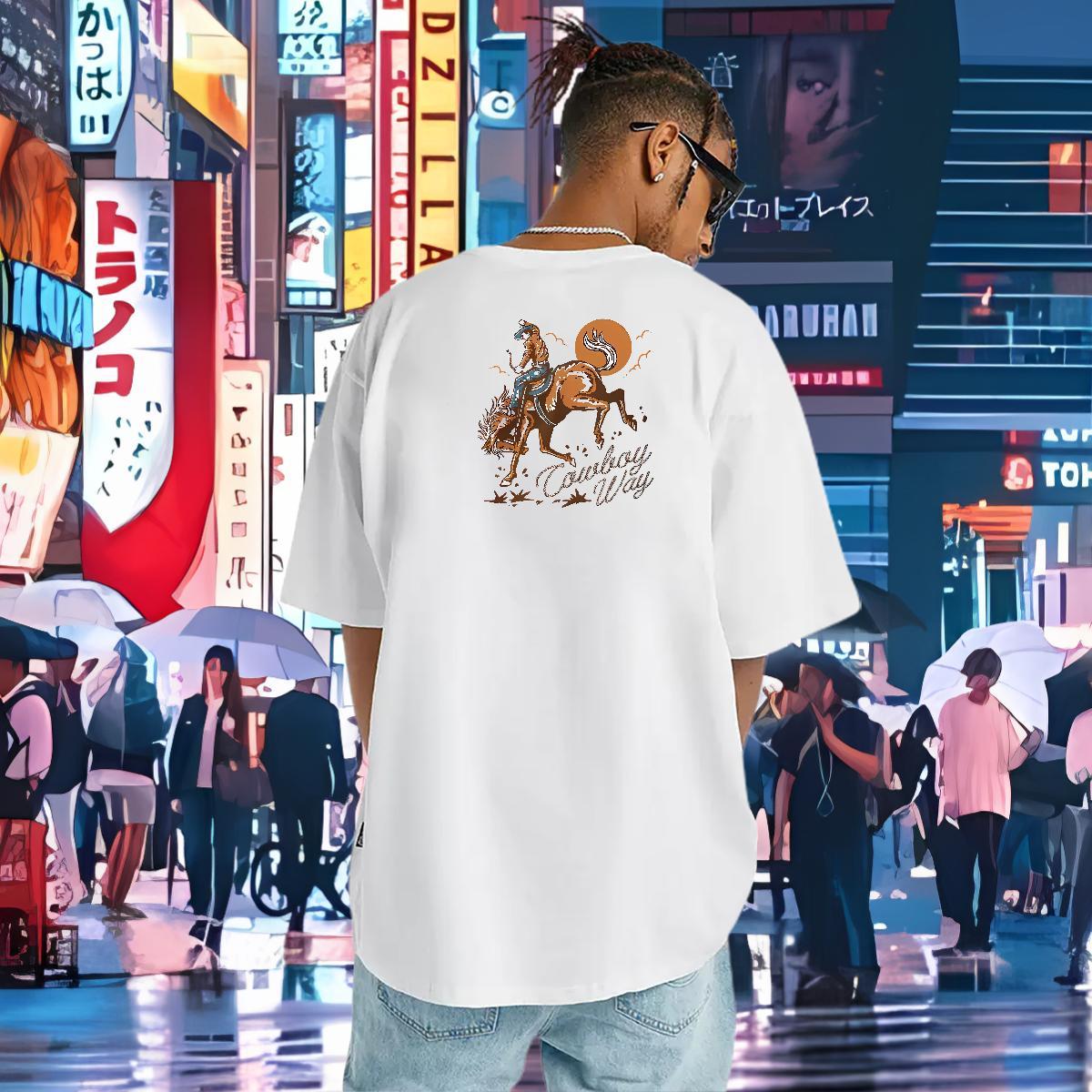 Popular T-Shirts for Men 230g Cotton character Street Wear Skull Breathable Short Sleeve Men Clothes T-Shirt 2024 Summer Tees Shirts