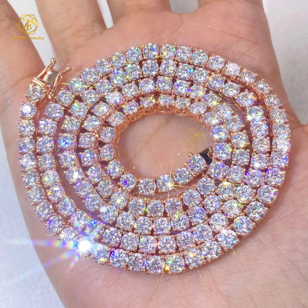 moissanite chain jewelry designer necklace 3MM 4MM 5MM Sterg Sier VVS Dia Moissanite Tennis Chain with Wholesale Hip Hop Fine Jewelry Necklace
