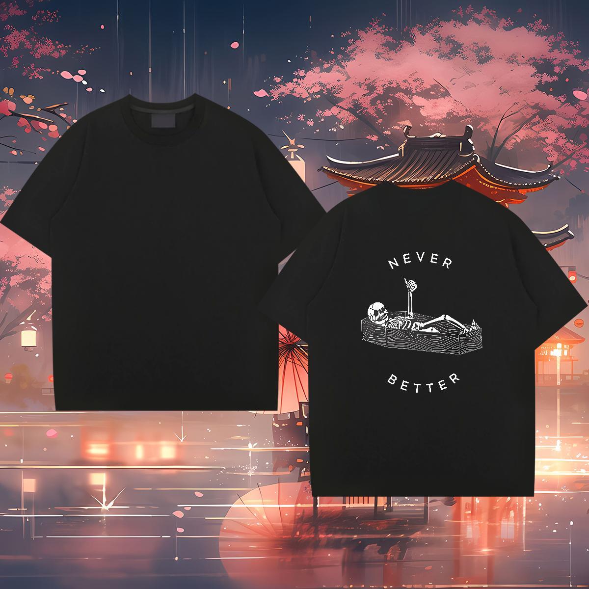 Unisex Mens T Shirts 230g 100% Cotton skull Anime Printing Street Custom Print Plus Size Breathable Couples T Shirts Fashion Design Tee Shirt