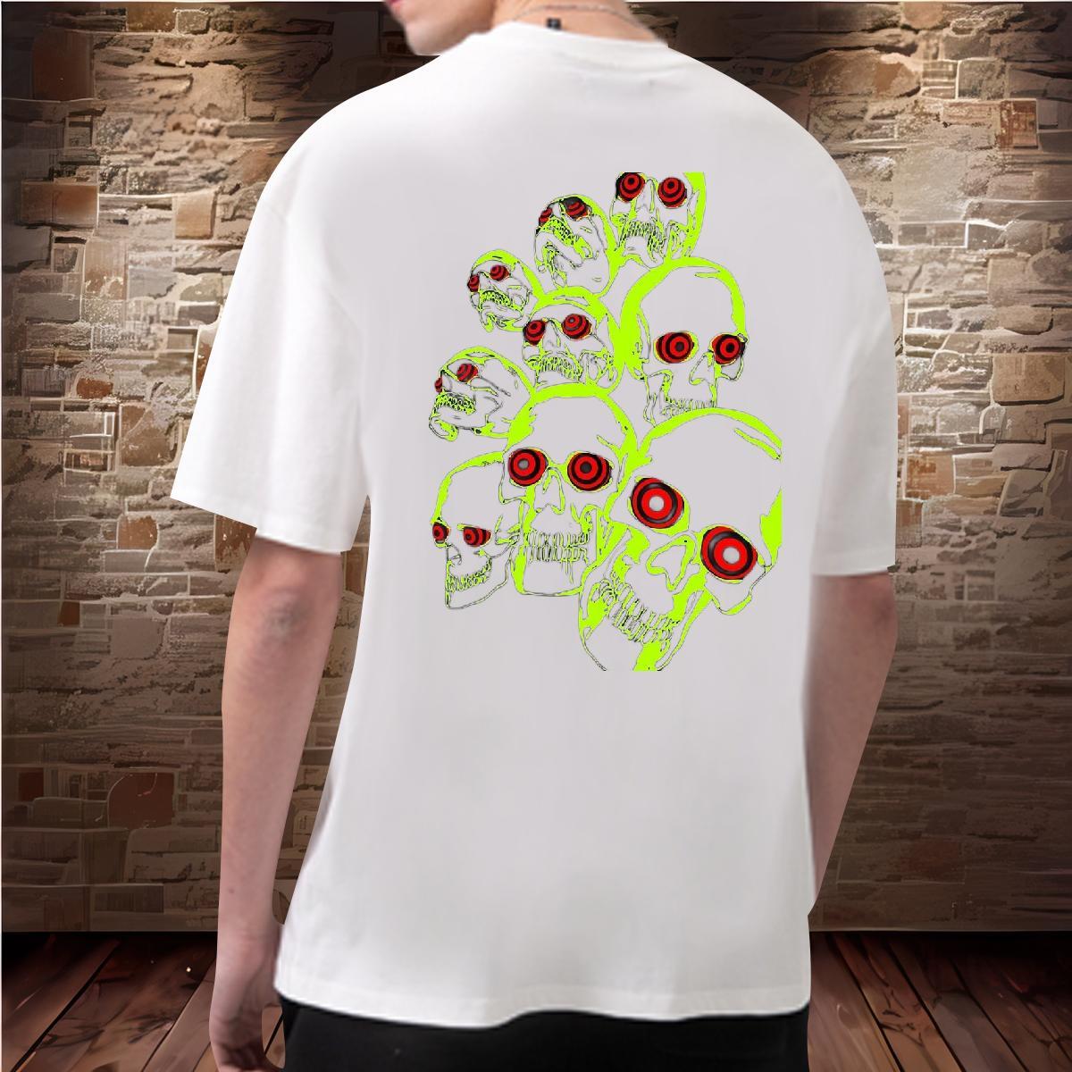 Unisex Mens T Shirts 230g Cotton skull Sport DIY O-Neck Short Sleeve Tshirt for Man Woman Designer Fashion Wear