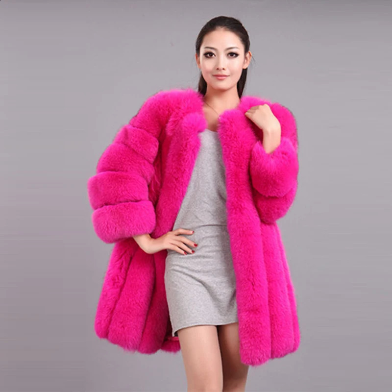 HJQJLS Winter Womens Long Artificial Fur Coat Camouflage Thick Warm Fluffy Leather Jacket 240824