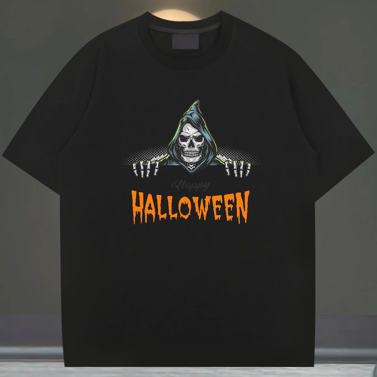 Cool Design T-Shirts 230g Cotton skull Home Outdoor Custom Print Plus Size Crew Neck Men Tops Tees Brand Wear