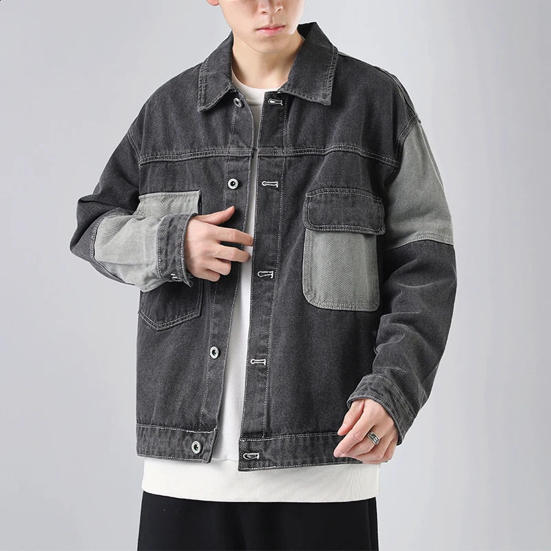 autumn mens casual plus size denim jacket Korean street clothing windproof outerwear 240824