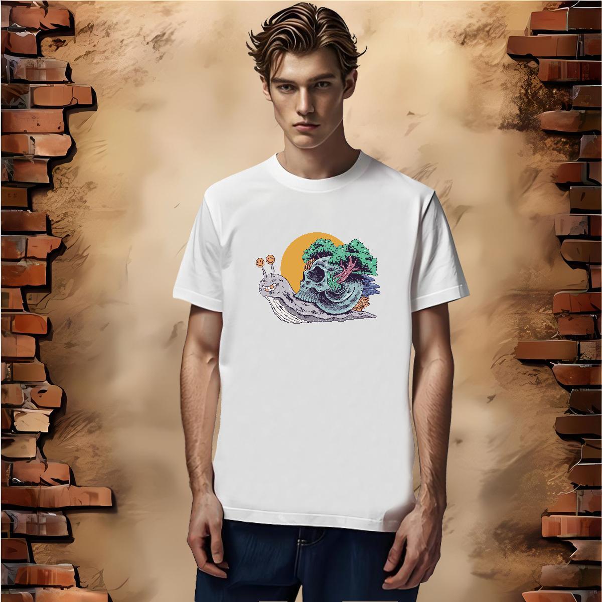 Comfortable Man T Shirts 230g Pure Cotton skull Summer Casual Customized Print Breathable Short Sleeve Men Tees Casual New Tshirts