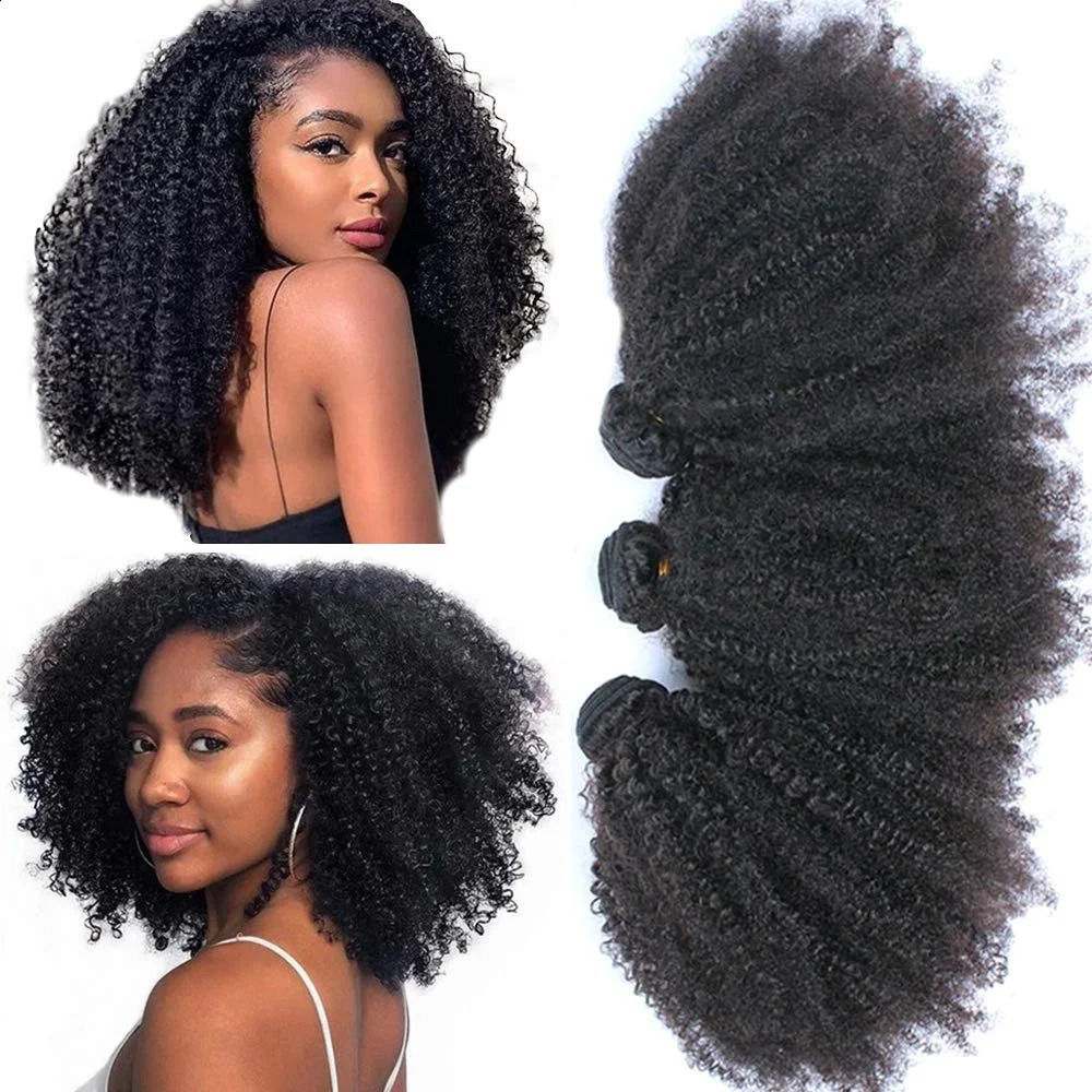 African Twisted Curled Human Hair Bundle Brazilian Velvet Natural Fluffy American Knitted Cheveux Loose 240801