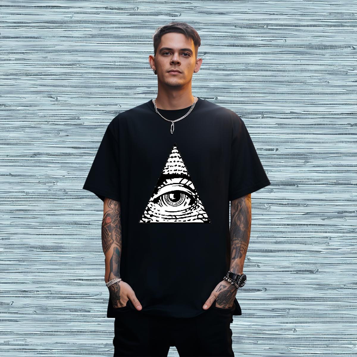 Soft T Shirts Men 230g 100% Cotton eye of the devil Street Custom Print Oversized Crew Neck Breathable Men Tshirts Fashion Tees Shirts