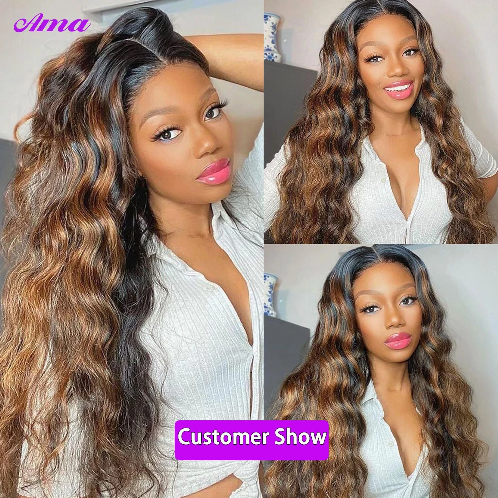 4 27 Highlight Loose Deep Wave Bundles 30 inch Ombre Color Human Hair Bundle Brazilian Braiding 1 3 Trade 240801