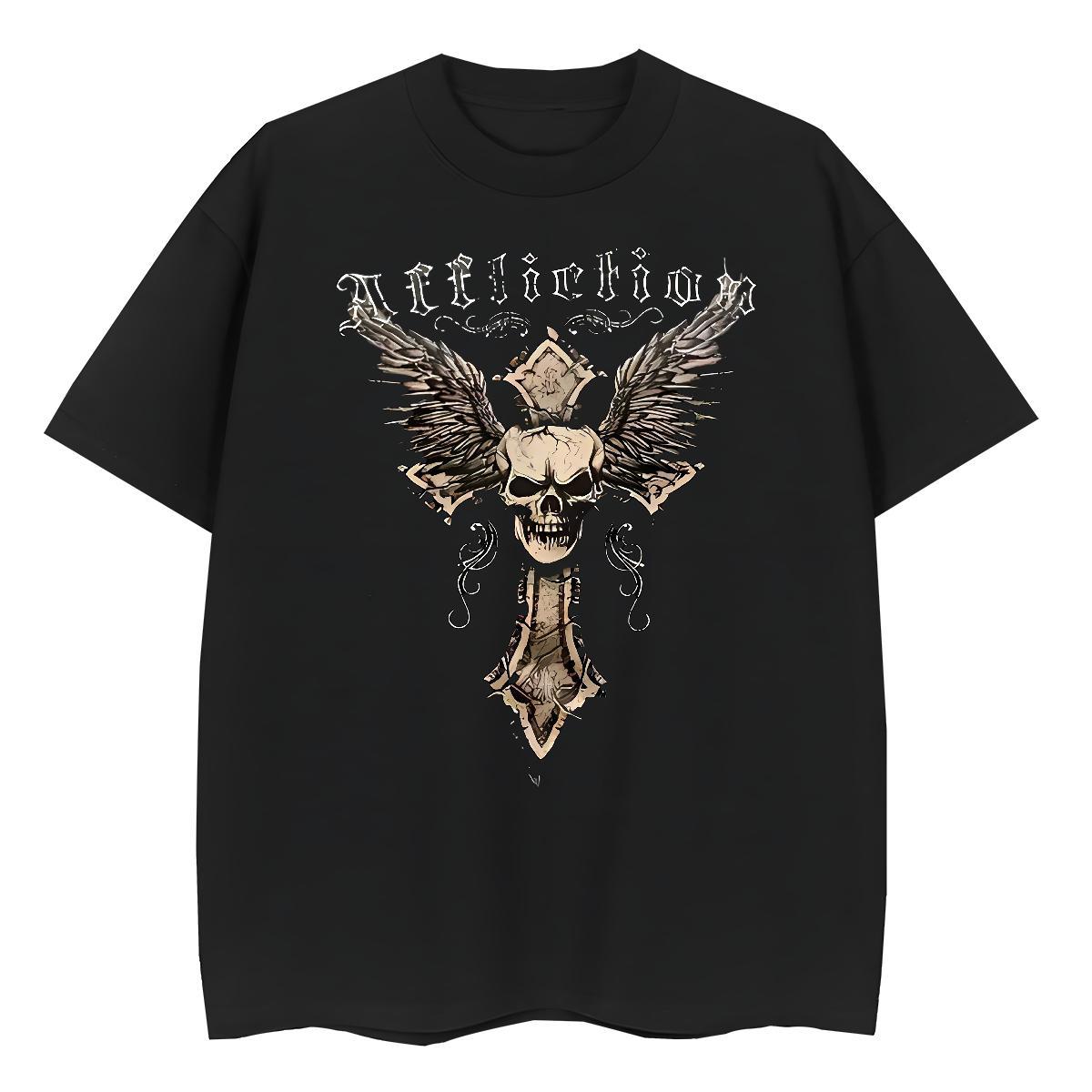 Soft Man T Shirts 230g Cotton skull Casual Anime Print Breathable Tshirts Brand Wear