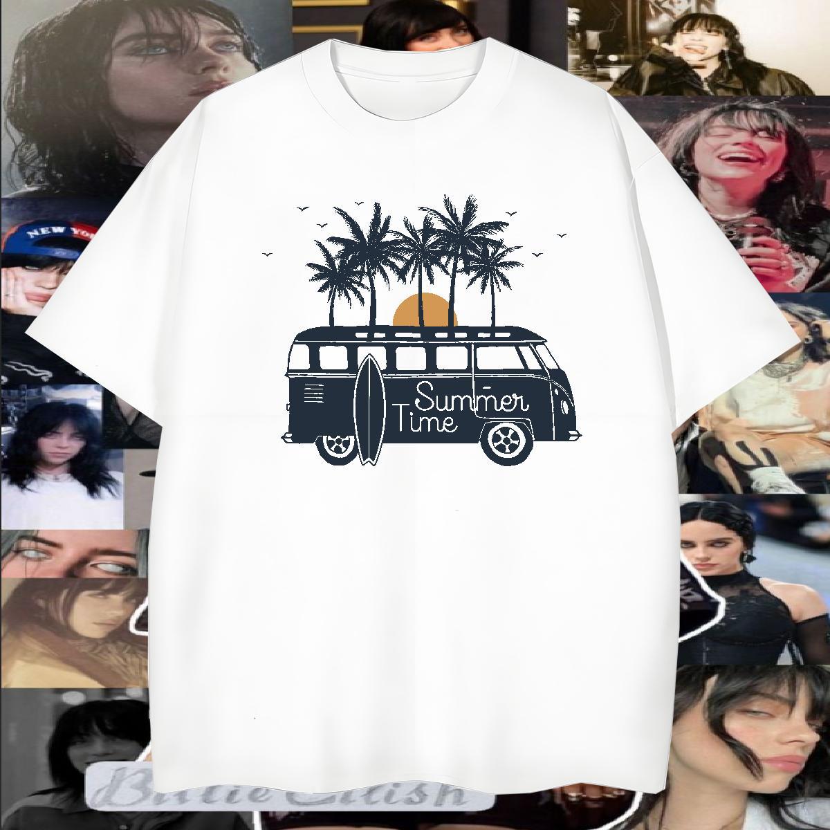 Unisex Mens T Shirts 230g 100% Cotton car Beach Oversized Breathable Crew Neck Couples T Shirts Wholesale Wear