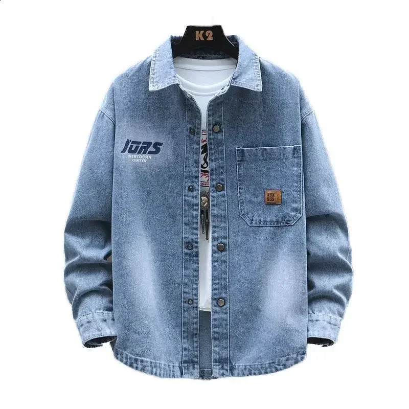 Mens denim jacket autumn black mens printed with Korean clothing price fashionable winter oversized G 240824